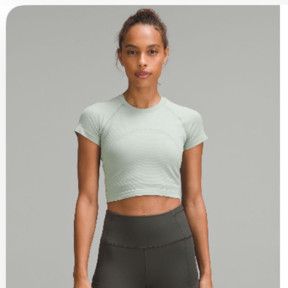 lululemon athletica Light Sage Green Cropped Active Top